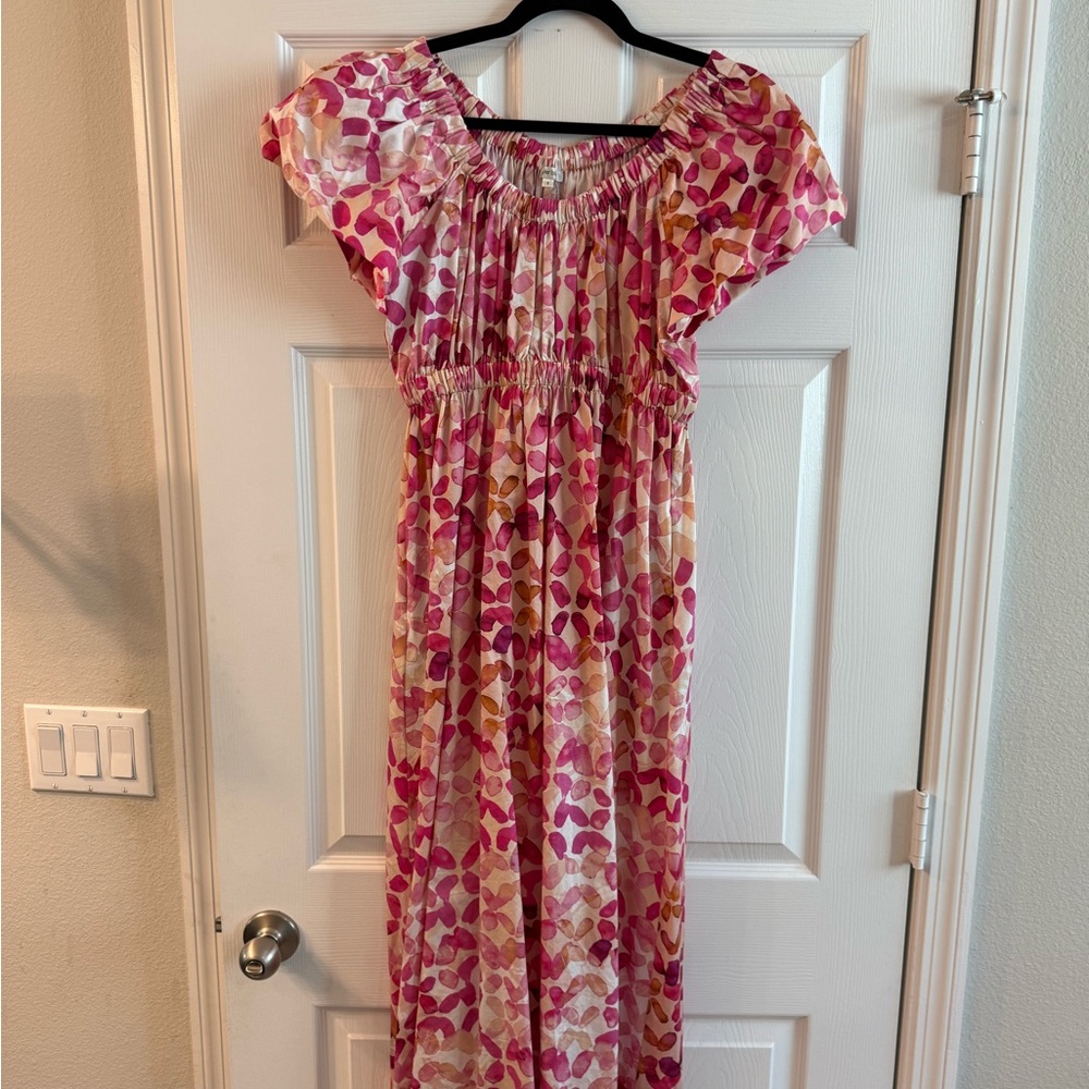Tyler Boe Pink and Orange Floral Midi Dress - Picture 8 of 8